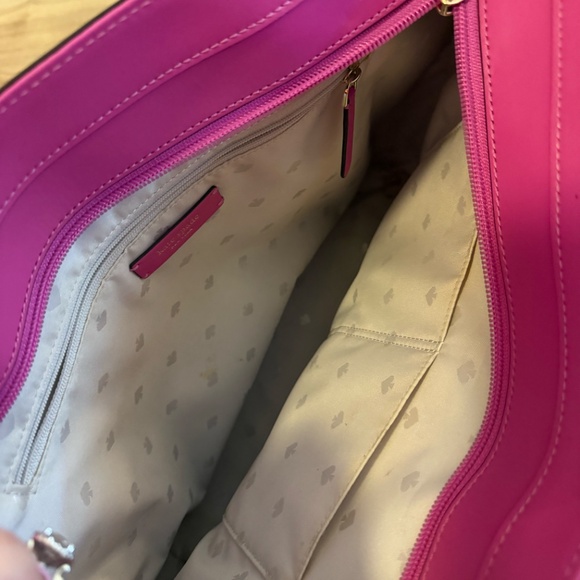 Kate Spade Hot Pink Leather Tote – Includes Glitter Flower Charm! - Picture 2 of 3